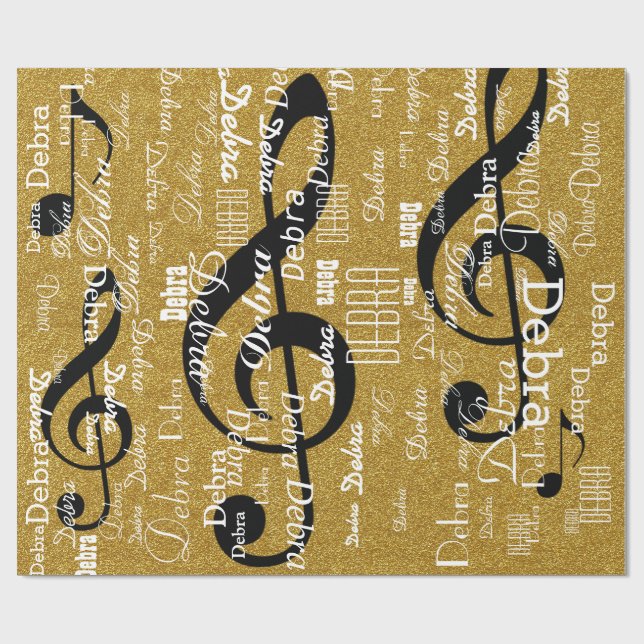 create your own name pattern . glitter musical wrapping paper (Flat)