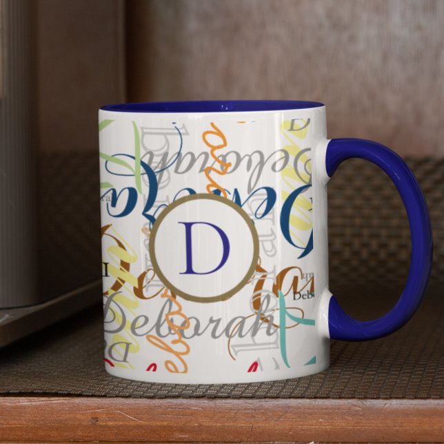Create your own Name Pattern with monogram Mug (life is better with coffee...)