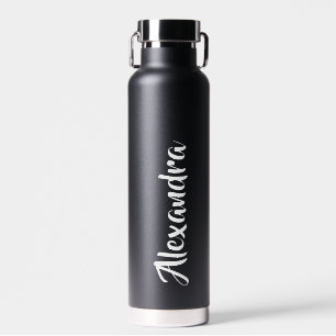 Create Your Own Name Script Black Wedding Water Bottle