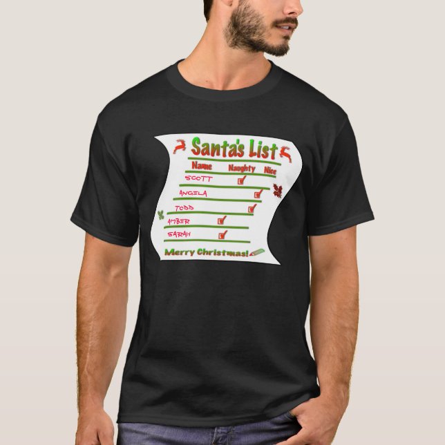 Create Your Own Naughty and Nice Santa's List T-Shirt (Front)