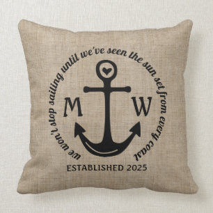Create Your Own Nautical Anchor Heart Coastal Logo Throw Pillow
