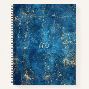 Create Your Own Navy Blue & Gold Grunge Notebook