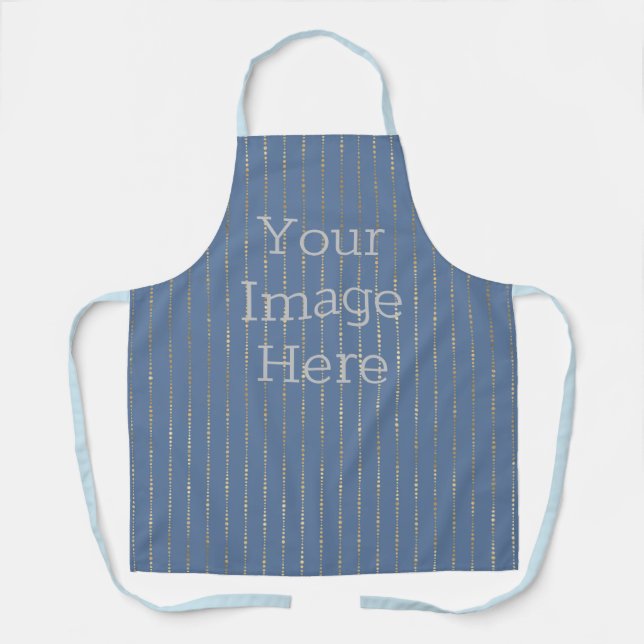 Create Your Own Navy Faux Metallic Gold Dot Stripe Apron (Front)