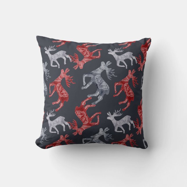 Create Your Own Nordic Christmas Deer Throw Pillow (Front)