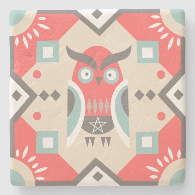 Create Your Own Nordic Style Winter Owl Yule Stone Coaster (Front)