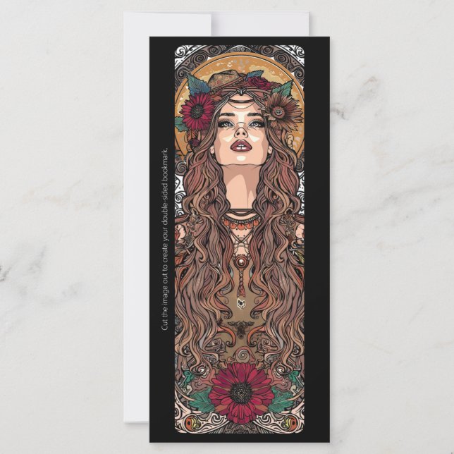 Create Your Own Nouveau Hedge Witch Bookmark Card (Front)
