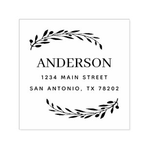 Create Your Own Olive leaves Return Address Self-inking Stamp