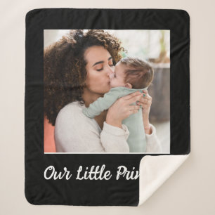 Create Your Own One Photo Personalized Black Sherpa Blanket