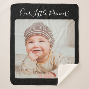 Create Your Own One Photo Personalized Black  Sherpa Blanket