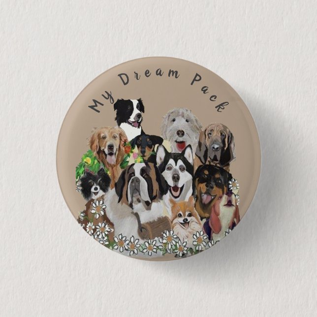 Create Your Own Or Not Template Happy Dog Pack 1 Inch Round Button (Front)
