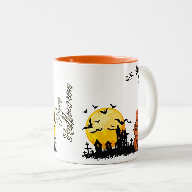 Create Your Own Orange Happy Halloween Mug (Front Right)
