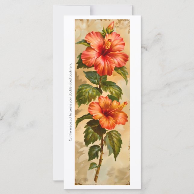 Create Your Own Orange Hibiscus Bookmark Card (Front)