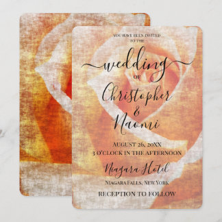 Create Your Own Orange Vintage Rose Closeup Invitation