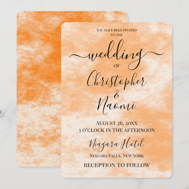 Create Your Own Orange & White Texture Invitation (Front/Back)
