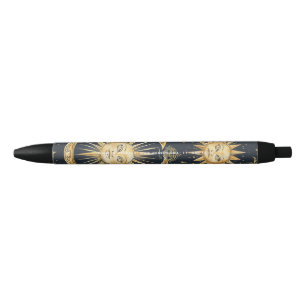 Create Your Own Ornate Celestial Blue & Gold Black Ink Pen