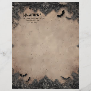 Create Your Own Ornate Gothic Bats Stationery