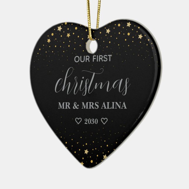 Create Your Own Our First Christmas Married Ceramic Ornament (Left)