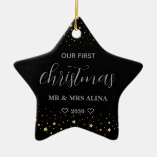 Create Your Own Our First Christmas Married Ceramic Ornament