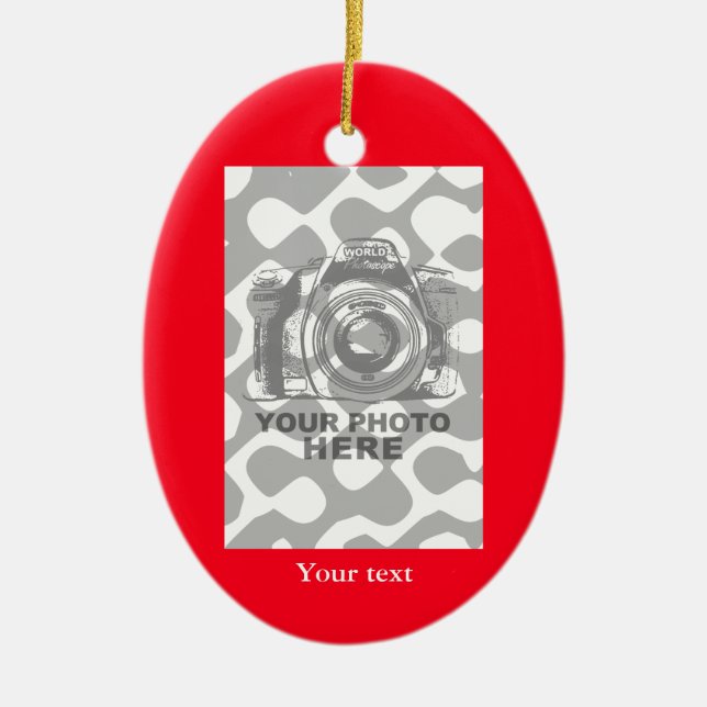 Create Your Own Oval Ornament Red Vertical Photo (Front)