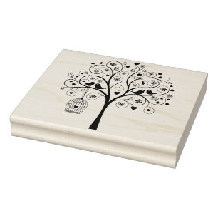 Create Your Own Paisley Filigree Tree Love Birds Rubber Stamp
