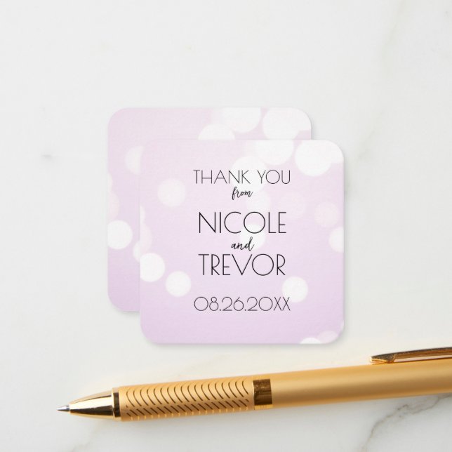 Create Your Own - Pale Purple Bokeh Thank You Enclosure Card (Front/Back In Situ)