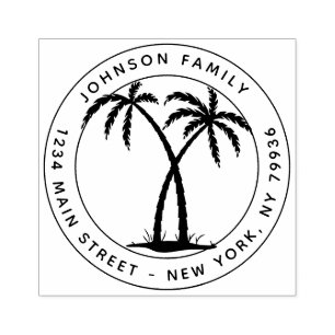 Create Your Own Palm Modern Round Return Address Rubber Stamp