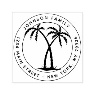 Create Your Own Palm Modern Round Return Address Self-inking Stamp
