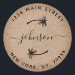 Create Your Own Palm Trees Round Return Address Classic Round Sticker<br><div class="desc">Create Your Own Round Return Address</div>