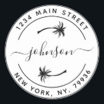 Create Your Own Palm Trees Round Return Address Classic Round Sticker<br><div class="desc">Create Your Own Round Return Address</div>