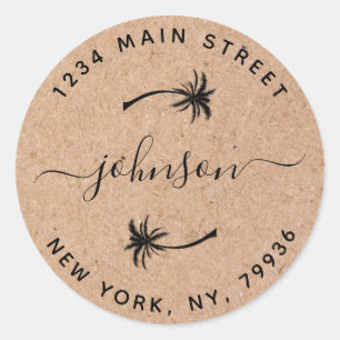 Create Your Own Palm Trees Round Return Address Classic Round Sticker