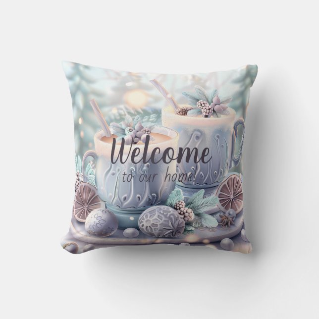Create Your Own Pastel Christmas Hot Cider Throw Pillow (Front)