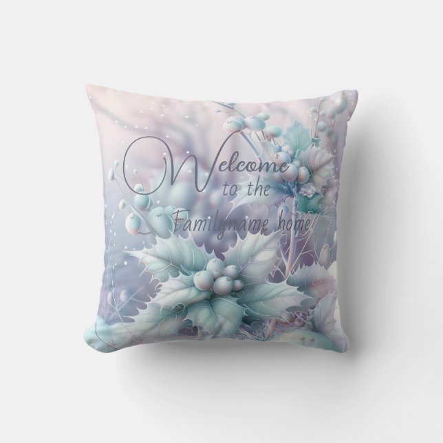 Create Your Own Pastel Christmas Mistletoe Throw Pillow (Front)