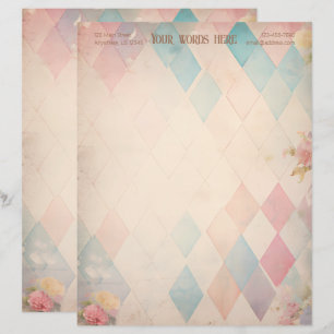 Create Your Own Pastel Harlequin Grunge Floral Letterhead