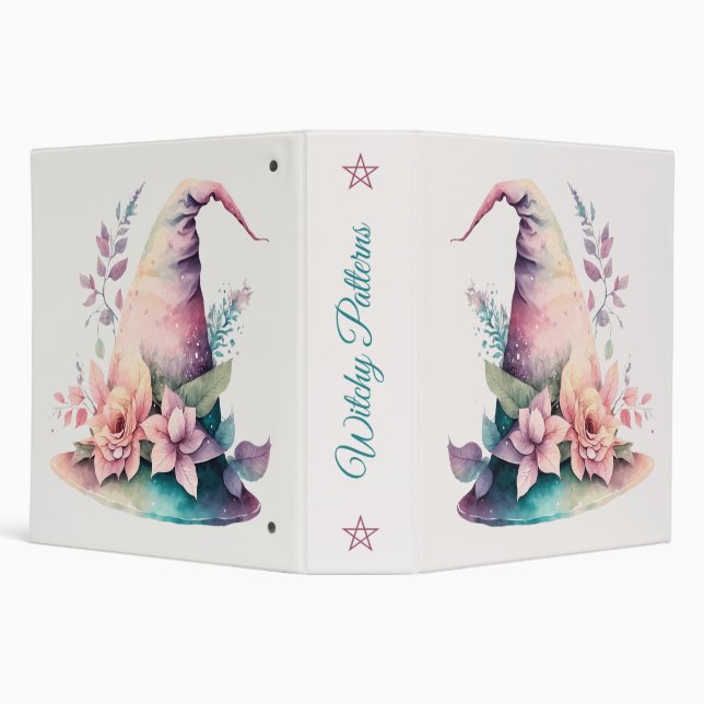 Create Your Own Pastel Rainbow Witch Hat Roses Binder (Background)