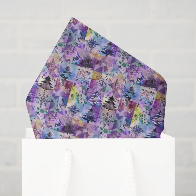 Create Your Own Patchwork Xmas Tree Snowflakes Tissue Paper (Gift Bag)