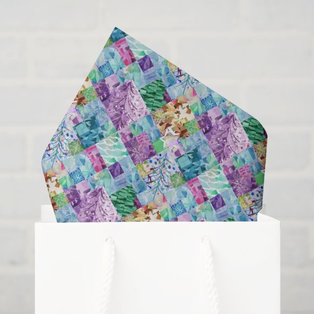 Create Your Own Patchwork Xmas Tree Tissue Paper (Gift Bag)