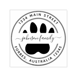 Create Your Own Paw Modern Round Return Address Self-inking Stamp