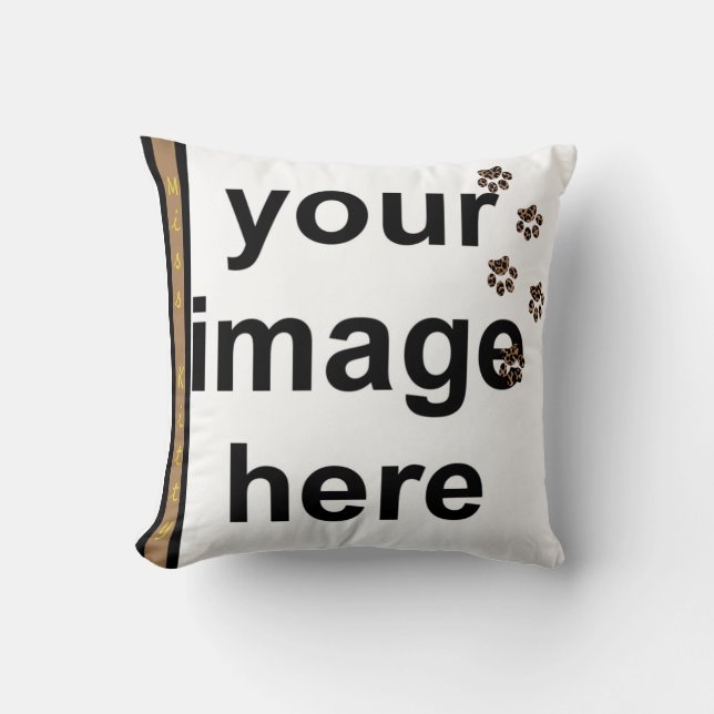Create Your Own Paw Prints Custom Photo Pet Throw Pillow (Front)