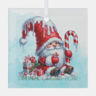 Create Your Own Peppermint Canes Christmas Gnome Glass Ornament