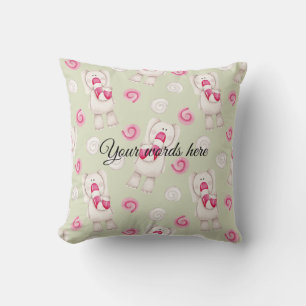 Create Your Own Peppermint Elephants Christmas Throw Pillow