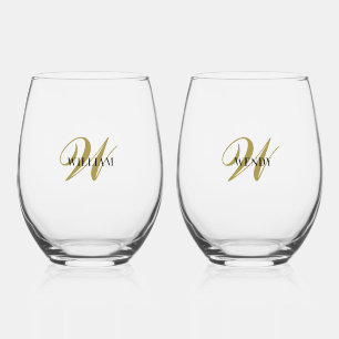 Create Your Own Personalize Monogram Stemless Wine Glass