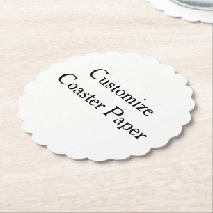 create your own personalize simple Scalloped Roun Paper Coaster
