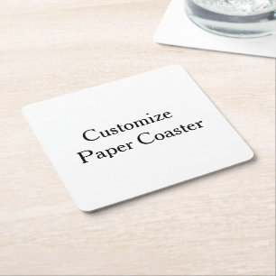 create your own personalize simple Square Paper Coaster