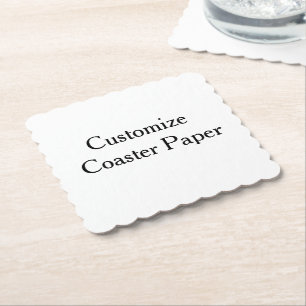 create your own personalize simpleScalloped Squar Paper Coaster