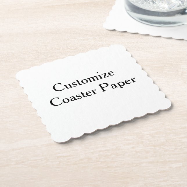  create your own personalize simpleScalloped Squar Paper Coaster (Angled)