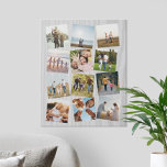 Create Your Own Personalized 12 Photo Collage Faux Canvas Print<br><div class="desc">Create your own personalized photo collage faux canvas print featuring 12 of your favourite pictures and wood grain background</div>