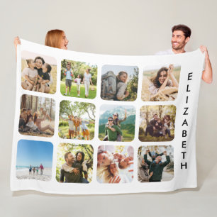 Create Your Own Personalized 12 Photo Collage Fleece Blanket