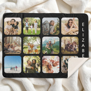 Create Your Own Personalized 12 Photo Collage Sherpa Blanket