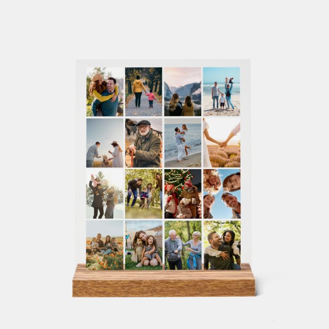 Create Your Own Personalized 16 Photo Collage Acrylic Sign (Front)