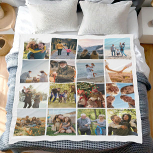 Create Your Own Personalized 16 Photo Collage Fleece Blanket
